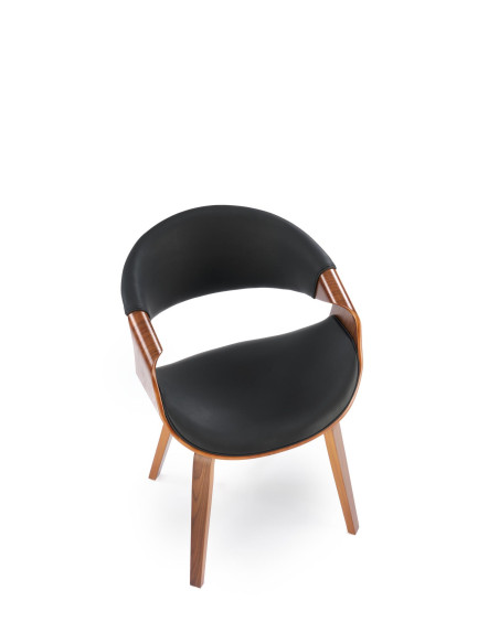 K544 Designerskie Krzesło Czarno Orzechowe | Eco Skóra / Sklejka Gięta