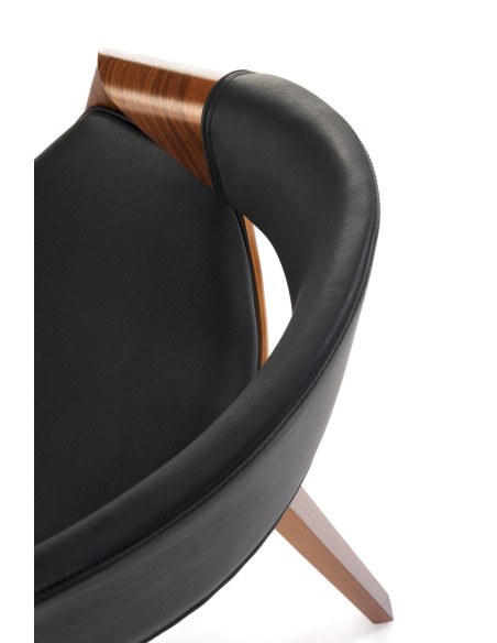 K544 Designerskie Krzesło Czarno Orzechowe | Eco Skóra / Sklejka Gięta