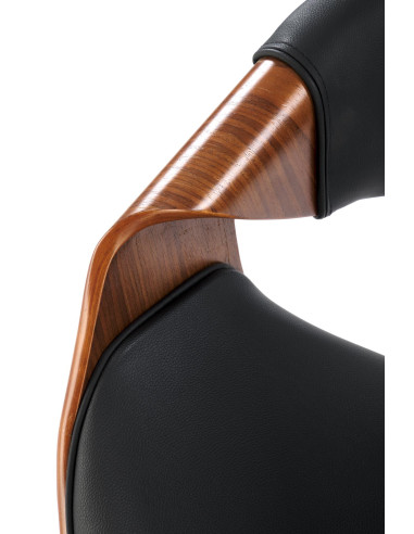 K544 Designerskie Krzesło Czarno Orzechowe | Eco Skóra / Sklejka Gięta