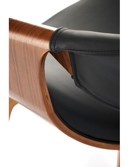 K544 Designerskie Krzesło Czarno Orzechowe | Eco Skóra / Sklejka Gięta