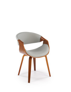 K544 Designerskie Krzesło Popielato Orzechowe | Eco Skóra / Sklejka Gięta