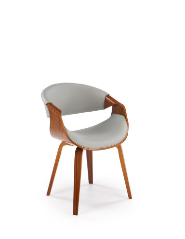 K544 Designerskie Krzesło Popielato Orzechowe | Eco Skóra / Sklejka Gięta