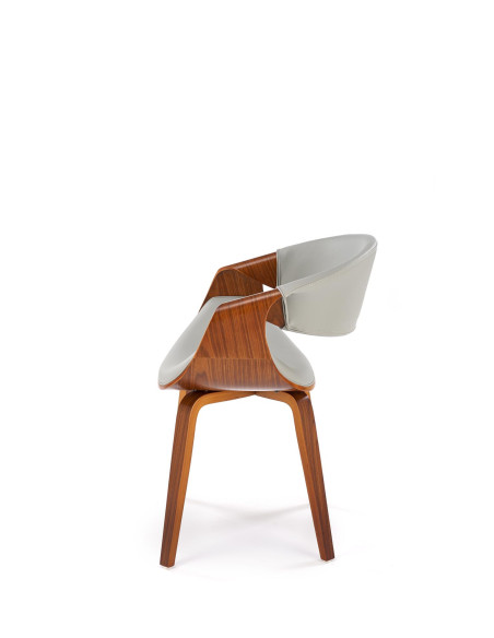K544 Designerskie Krzesło Popielato Orzechowe | Eco Skóra / Sklejka Gięta