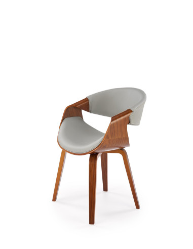 K544 Designerskie Krzesło Popielato Orzechowe | Eco Skóra / Sklejka Gięta