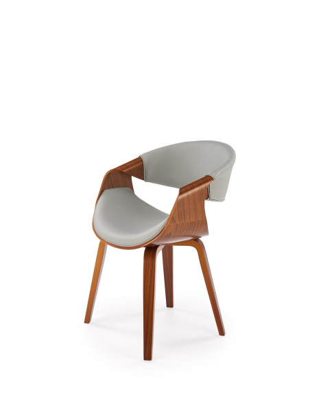 K544 Designerskie Krzesło Popielato Orzechowe | Eco Skóra / Sklejka Gięta