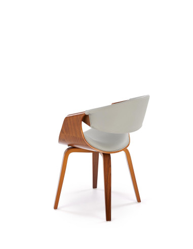 K544 Designerskie Krzesło Popielato Orzechowe | Eco Skóra / Sklejka Gięta