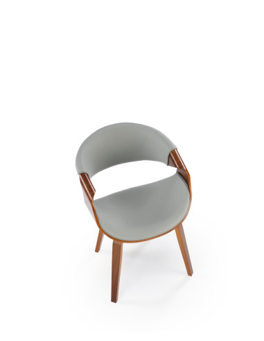 K544 Designerskie Krzesło Popielato Orzechowe | Eco Skóra / Sklejka Gięta