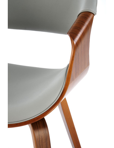 K544 Designerskie Krzesło Popielato Orzechowe | Eco Skóra / Sklejka Gięta