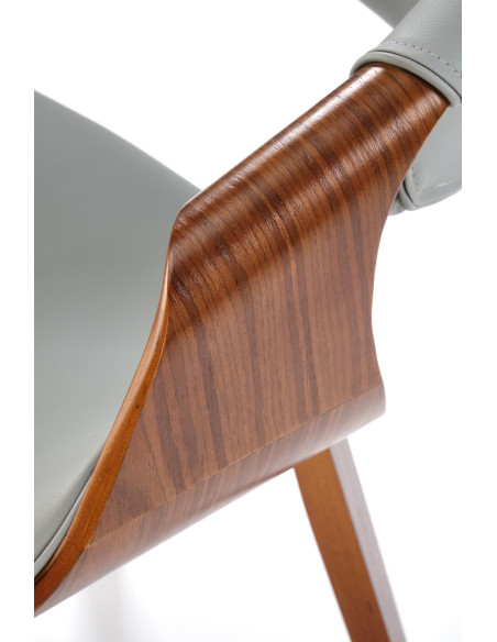 K544 Designerskie Krzesło Popielato Orzechowe | Eco Skóra / Sklejka Gięta