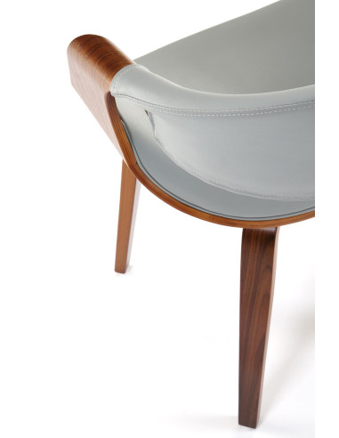 K544 Designerskie Krzesło Popielato Orzechowe | Eco Skóra / Sklejka Gięta