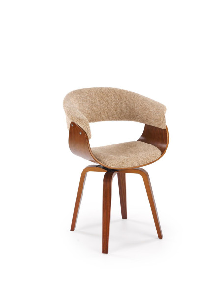 K545 Designerskie Krzesło Beżowo Orzechowe | Eco Skóra / Sklejka Gięta