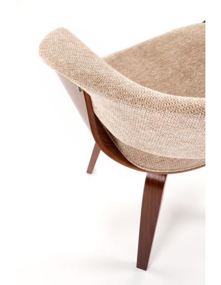 K545 Designerskie Krzesło Beżowo Orzechowe | Eco Skóra / Sklejka Gięta