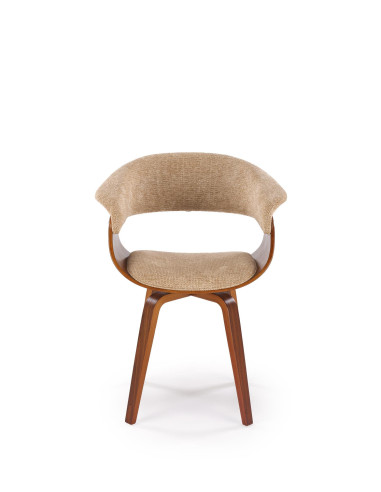K545 Designerskie Krzesło Beżowo Orzechowe | Eco Skóra / Sklejka Gięta