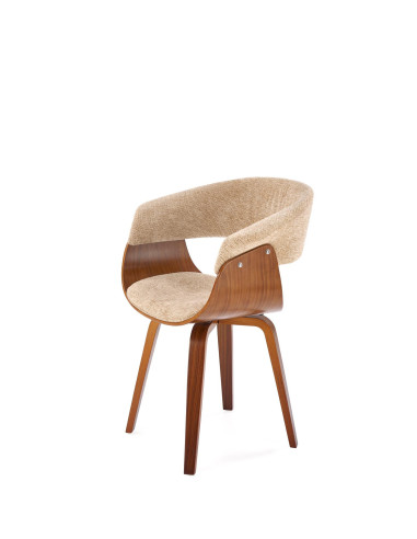 K545 Designerskie Krzesło Beżowo Orzechowe | Eco Skóra / Sklejka Gięta