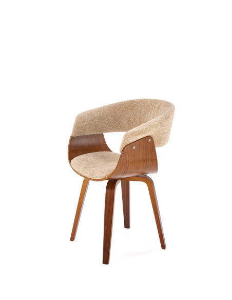 K545 Designerskie Krzesło Beżowo Orzechowe | Eco Skóra / Sklejka Gięta
