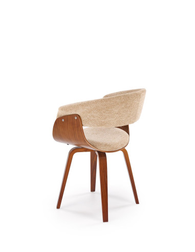 K545 Designerskie Krzesło Beżowo Orzechowe | Eco Skóra / Sklejka Gięta