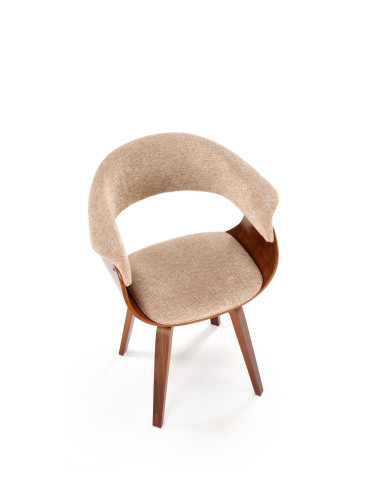 K545 Designerskie Krzesło Beżowo Orzechowe | Eco Skóra / Sklejka Gięta