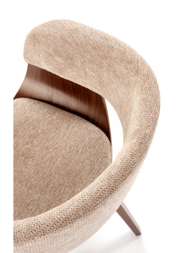 K545 Designerskie Krzesło Beżowo Orzechowe | Eco Skóra / Sklejka Gięta
