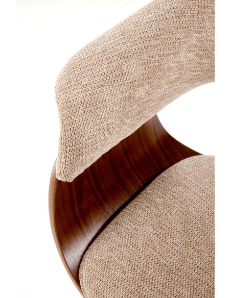 K545 Designerskie Krzesło Beżowo Orzechowe | Eco Skóra / Sklejka Gięta
