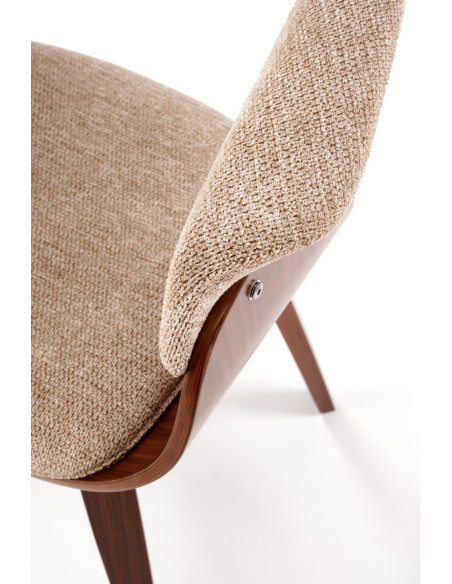 K545 Designerskie Krzesło Beżowo Orzechowe | Eco Skóra / Sklejka Gięta