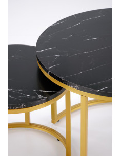 PAOLA zestaw 2 ław, czarny marmur / złoty (1p 1szt) 2