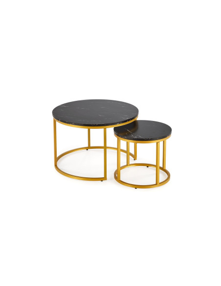 PAOLA zestaw 2 ław, czarny marmur / złoty (1p 1szt)