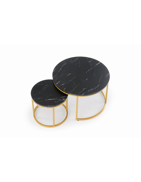 PAOLA zestaw 2 ław, czarny marmur / złoty (1p 1szt)