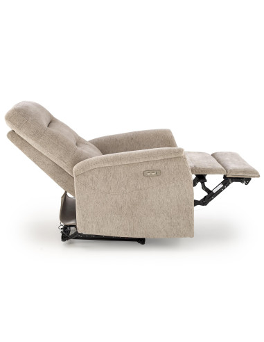 JAMAL Fotel Wypoczynkowy Beżowy Elektrycznie Rozkładany z Portem USB