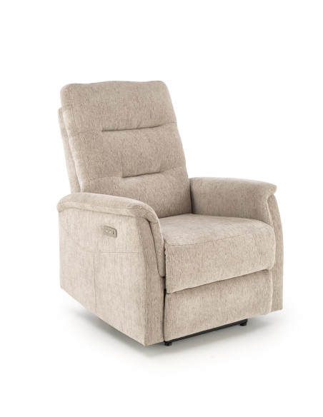 JAMAL Fotel Wypoczynkowy Beżowy Elektrycznie Rozkładany z Portem USB