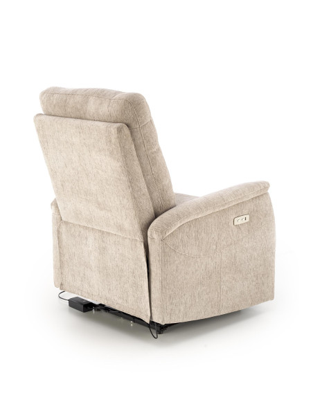 JAMAL Fotel Wypoczynkowy Beżowy Elektrycznie Rozkładany z Portem USB