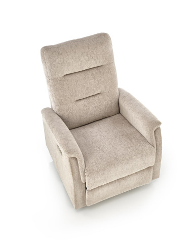 JAMAL Fotel Wypoczynkowy Beżowy Elektrycznie Rozkładany z Portem USB