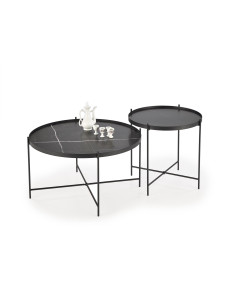 JULIETA zestaw 2 ław, czarny marmur / czarny