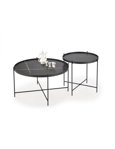 JULIETA zestaw 2 ław, czarny marmur / czarny