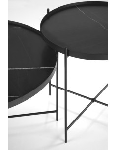 JULIETA zestaw 2 ław, czarny marmur / czarny 2