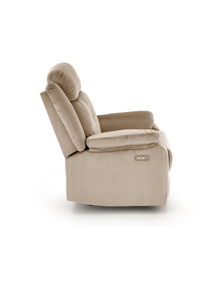 LORIS Fotel Wypoczynkowy Beżowy Elektrycznie Rozkładany z Gniazdem USB