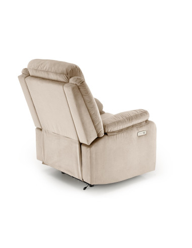 LORIS Fotel Wypoczynkowy Beżowy Elektrycznie Rozkładany z Gniazdem USB