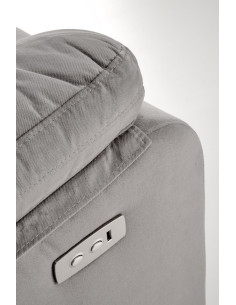 LORIS Fotel Wypoczynkowy Popielaty Elektrycznie Rozkładany z Gniazdem USB 2