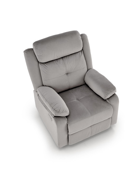 LORIS Fotel Wypoczynkowy Popielaty Elektrycznie Rozkładany z Gniazdem USB
