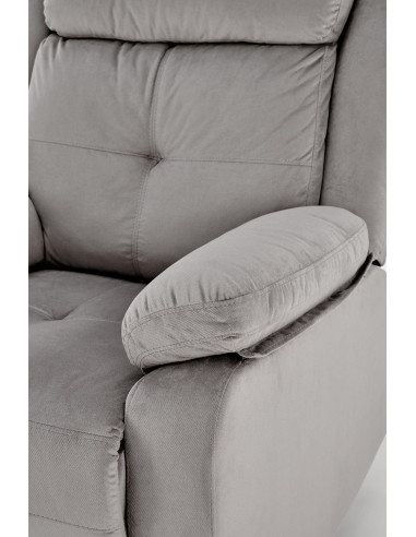 LORIS Fotel Wypoczynkowy Popielaty Elektrycznie Rozkładany z Gniazdem USB