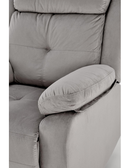 LORIS Fotel Wypoczynkowy Popielaty Elektrycznie Rozkładany z Gniazdem USB