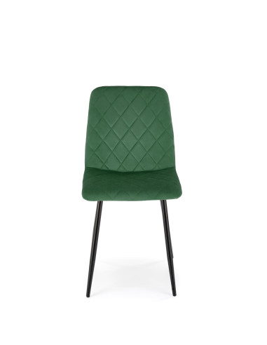 K525 Krzesło Ciemno Zielone Velvet w Romby | Nogi Czarne - Wygoda i Styl