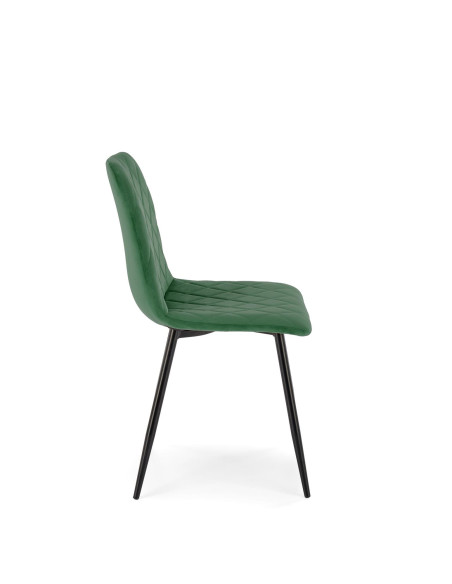 K525 Krzesło Ciemno Zielone Velvet w Romby | Nogi Czarne - Wygoda i Styl