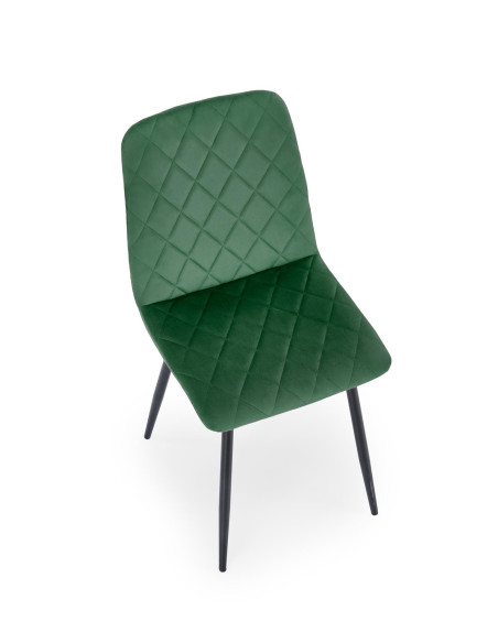 K525 Krzesło Ciemno Zielone Velvet w Romby | Nogi Czarne - Wygoda i Styl