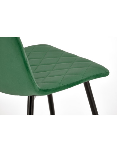 K525 Krzesło Ciemno Zielone Velvet w Romby | Nogi Czarne - Wygoda i Styl