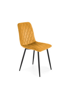 K525 Krzesło Musztardowe Velvet w Romby | Nogi Czarne - Wygoda i Styl
