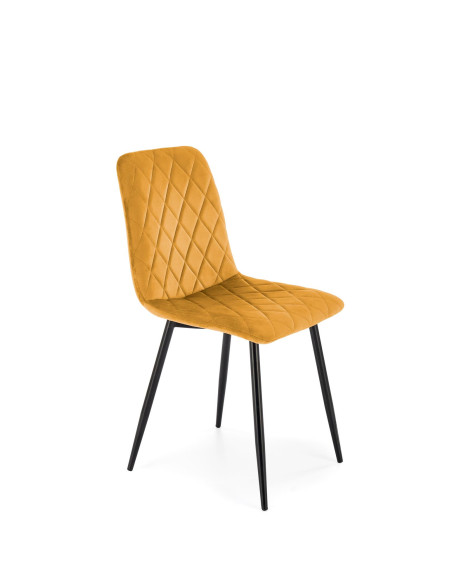K525 Krzesło Musztardowe Velvet w Romby | Nogi Czarne - Wygoda i Styl