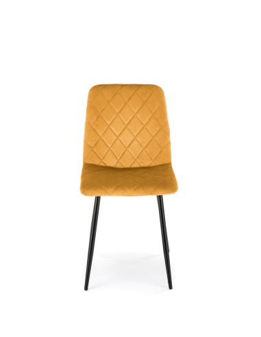K525 Krzesło Musztardowe Velvet w Romby | Nogi Czarne - Wygoda i Styl