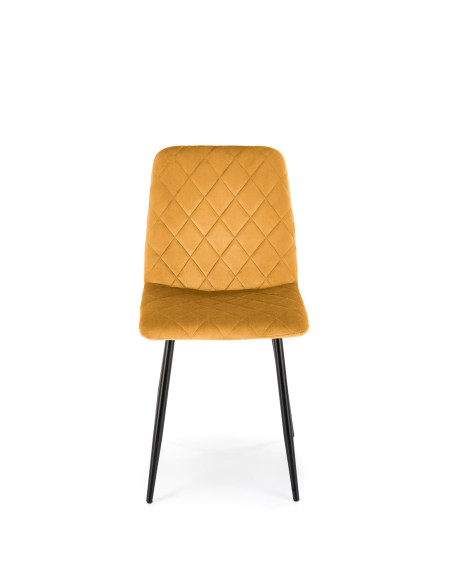 K525 Krzesło Musztardowe Velvet w Romby | Nogi Czarne - Wygoda i Styl