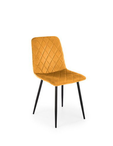 K525 Krzesło Musztardowe Velvet w Romby | Nogi Czarne - Wygoda i Styl