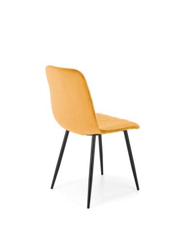 K525 Krzesło Musztardowe Velvet w Romby | Nogi Czarne - Wygoda i Styl